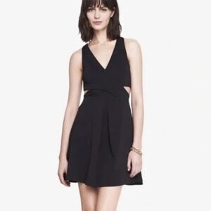 Express Cross Front V-neck Cutout Black Mini Dress Size 6